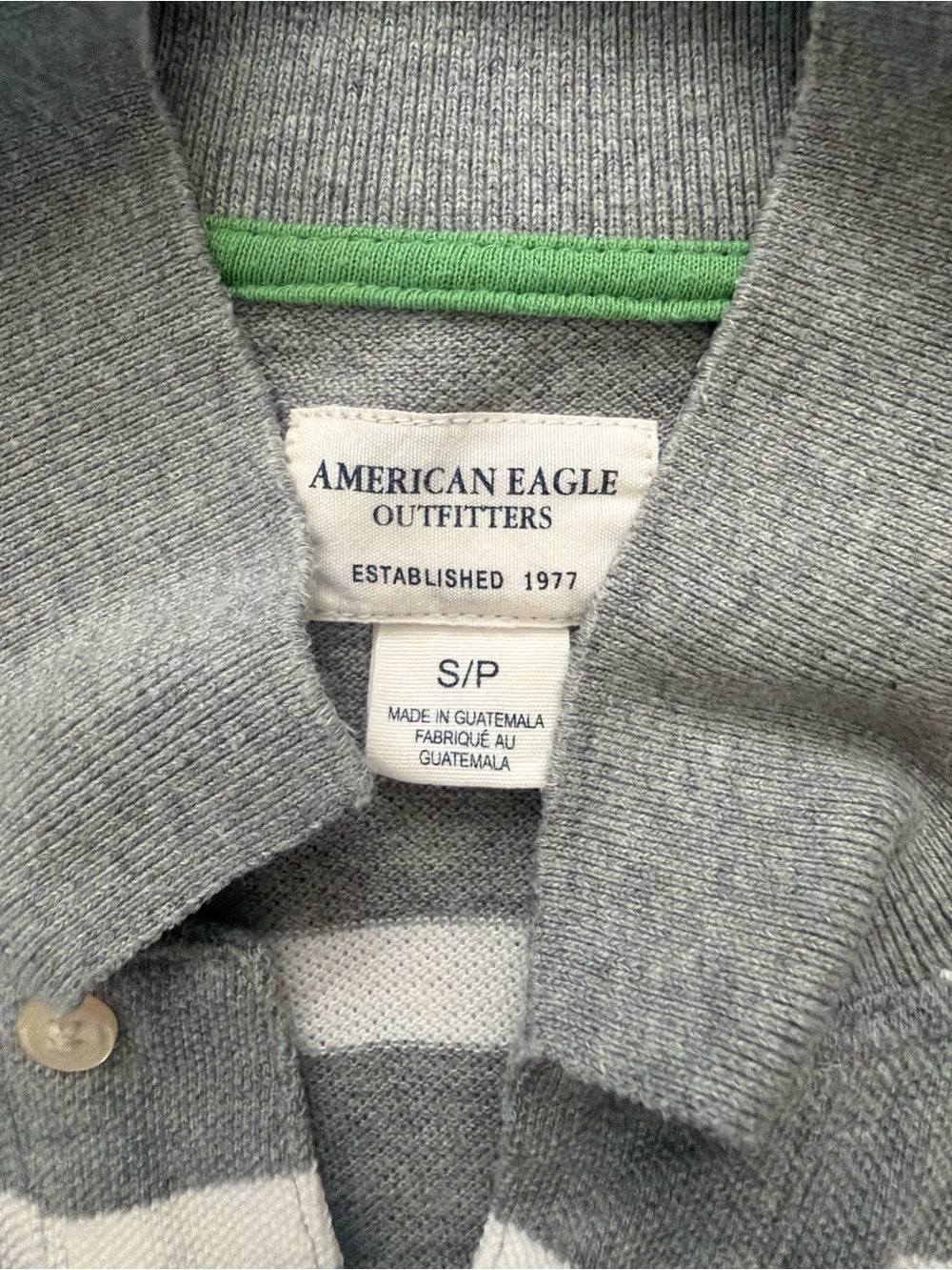 American Eagle Outfitters Grey & Light Grey Striped Long-Sleeve Polo - Picture 3 of 3